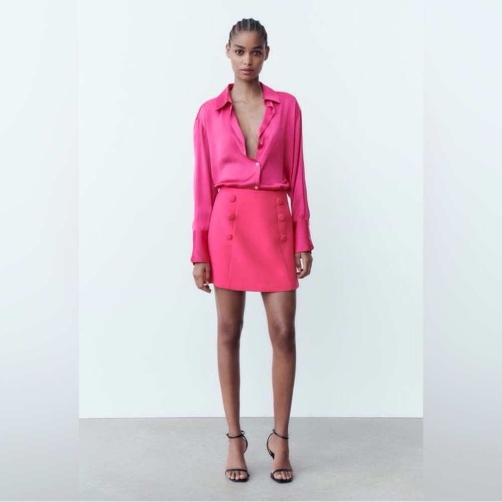 Zara pink buttoned skirt